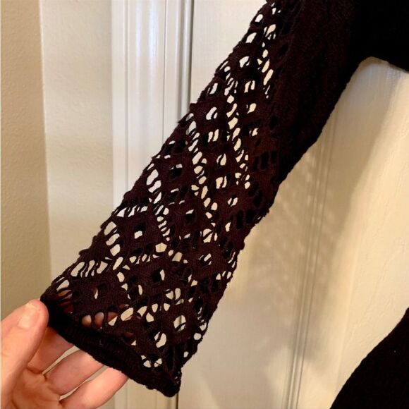 Free People To The Point Black Crochet Cut-Out Skater Dress - Picture 6 of 12